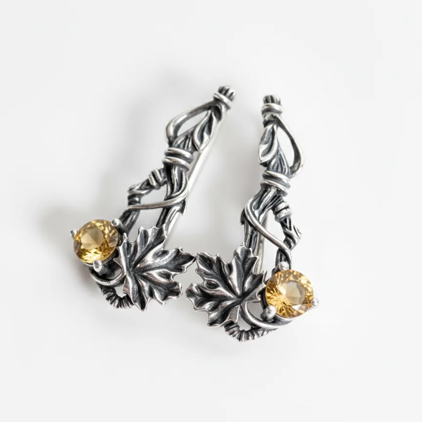 Серьги-пины "Клён"