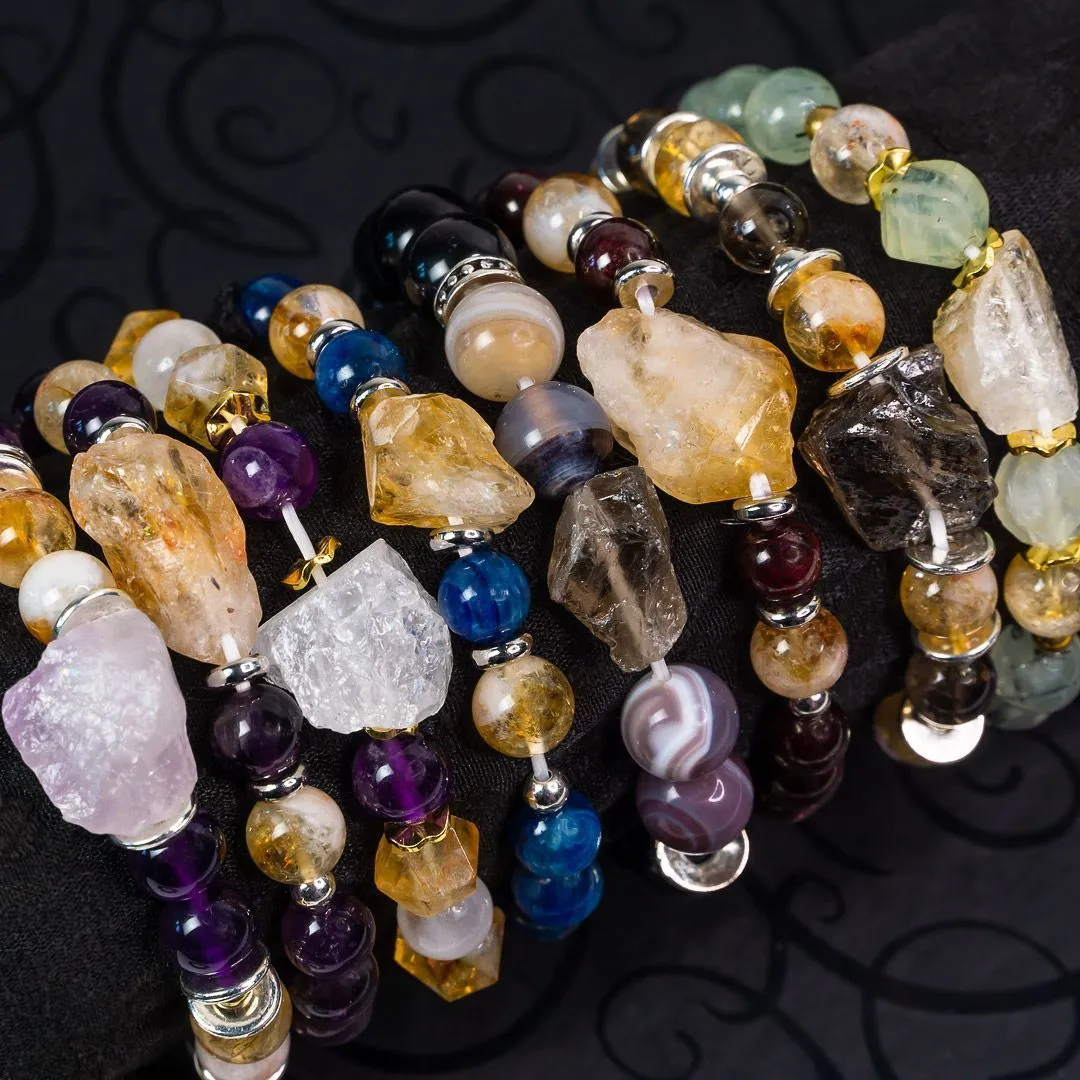 Браслет "Мгновенное исполнение" из пренита и цитрина с кристаллом цитрина