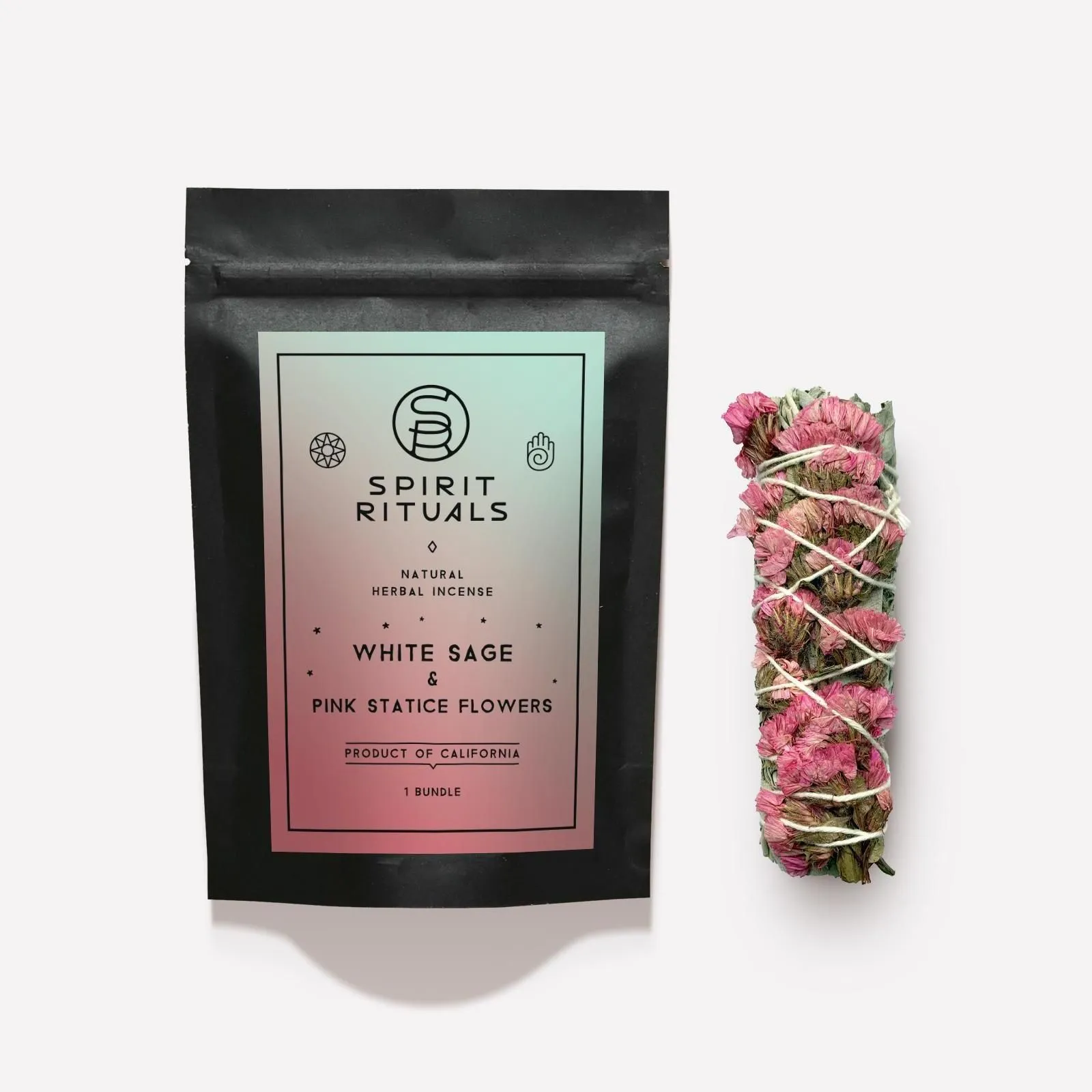 Калифорнийский белый шалфей + цветы розовой статицы