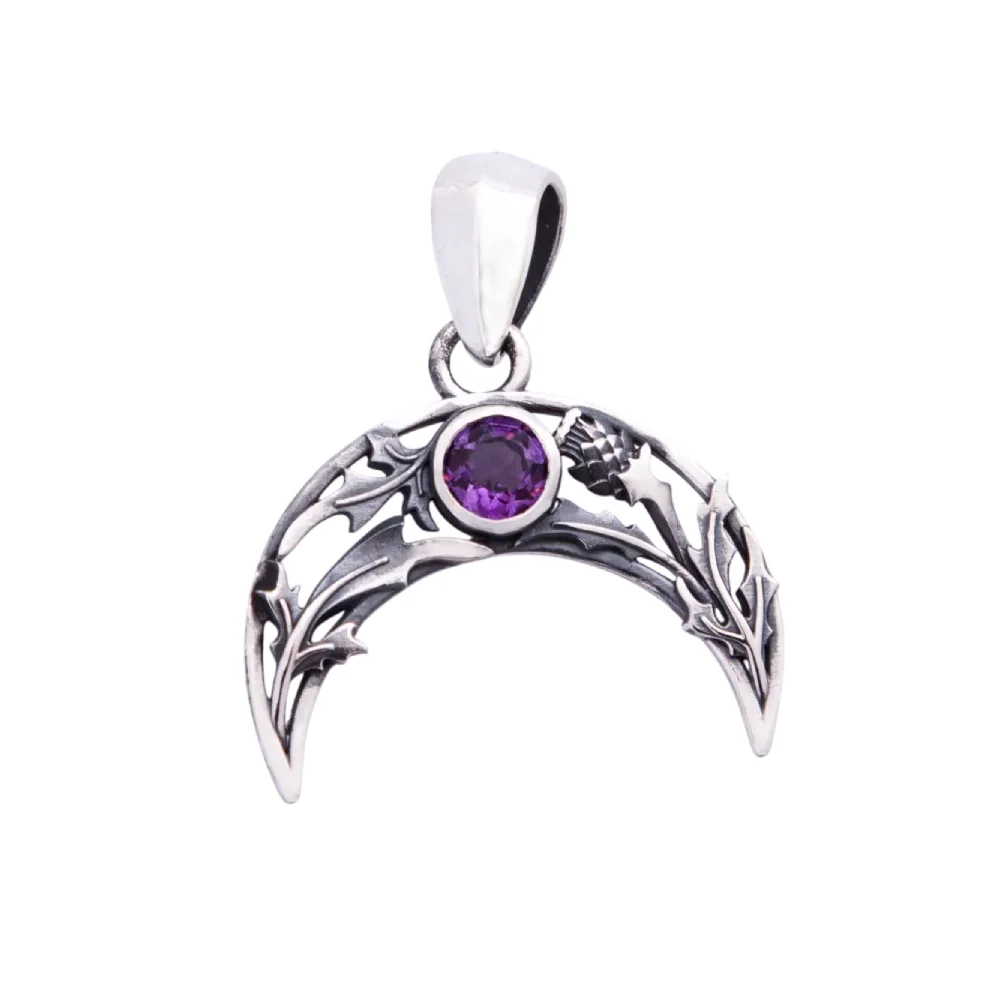 Серебряный кулон "Лунница с чертополохом"