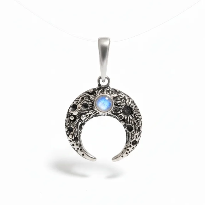 Подвеска "Лунница с лунной поверхностью"