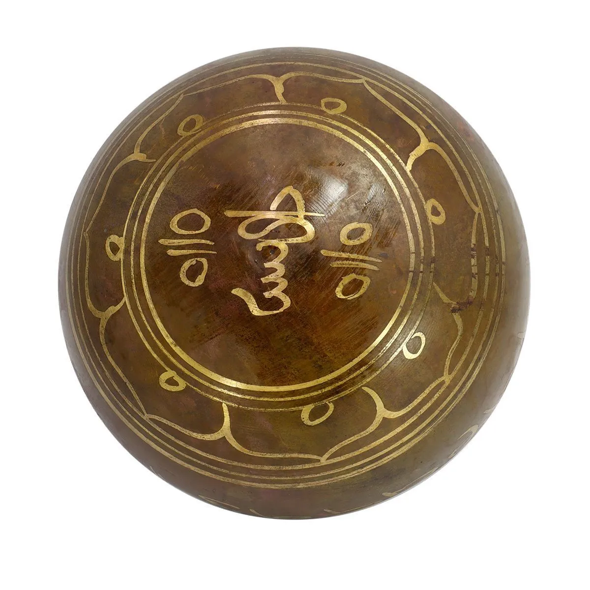 Поющая чаша тибетская "Пять металлов" с буддийскими символами