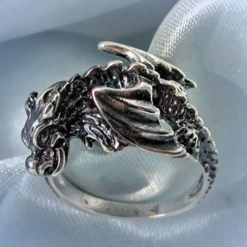 Кольцо "Дракон" с серебрением, р-р 18
