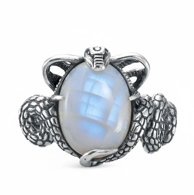 Кольцо "Кобра", лунный камень,  р.17 