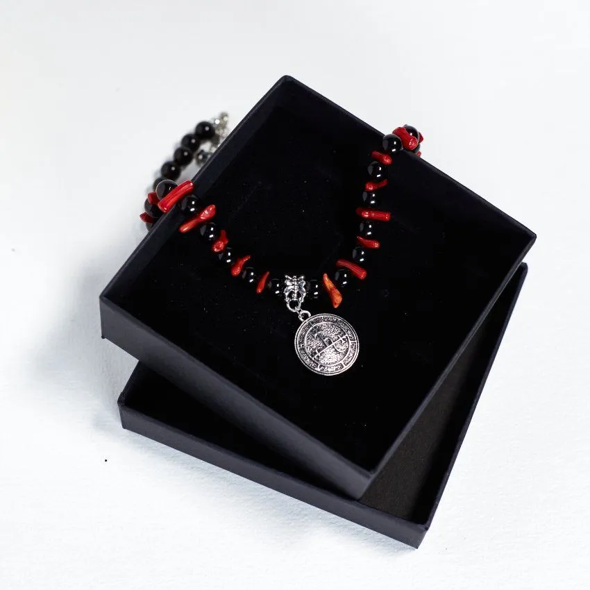 Чокер "Лилит" с морионом и кораллом