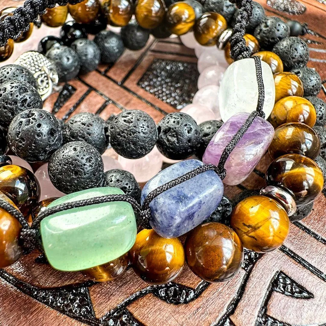 Браслет-талисман "Свободный разум" из черного агата и лавового камня