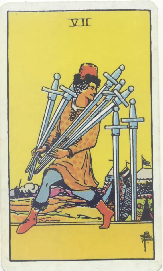 Значение карты Таро «7 Мечей»
