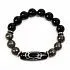 Браслет "Талисман трёх стихий" из обсидиана и пирита с бусиной Дзи